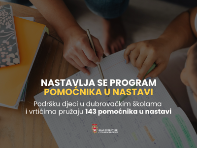 Nastavak programa pomoćnika u nastavi u Dubrovniku