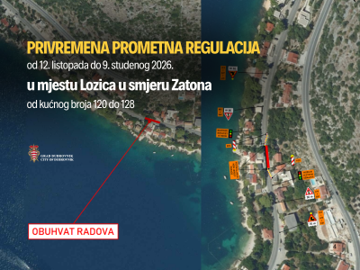 Iz Grada Dubrovnika upozoravaju na privremenu regulaciju prometa u Lozici