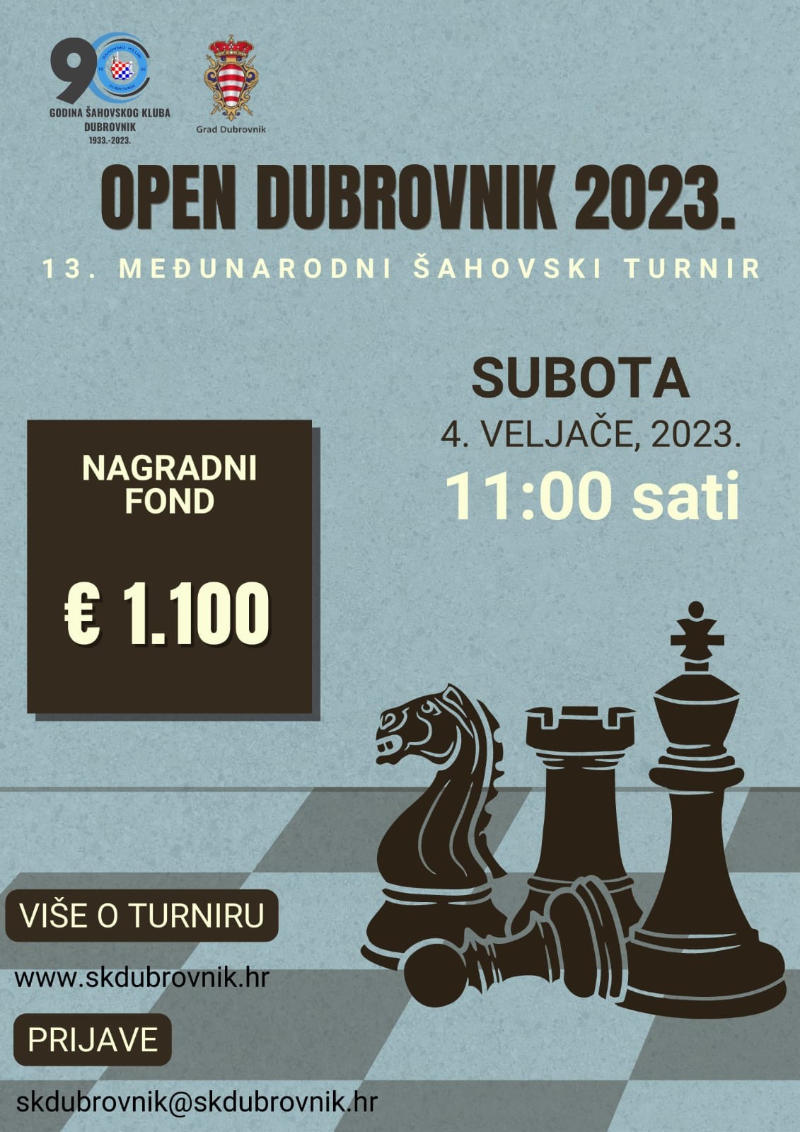 13. međunarodni šahovski turnir Open Dubrovnik 2023. u Studentskom domu